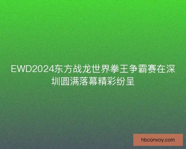 EWD2024东方战龙世界拳王争霸赛在深圳圆满落幕精彩纷呈